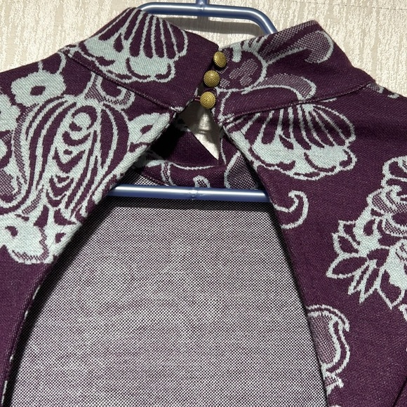 Anthropologie Mock Neck Mini Dress Boho Keyhole Back - Picture 9 of 13